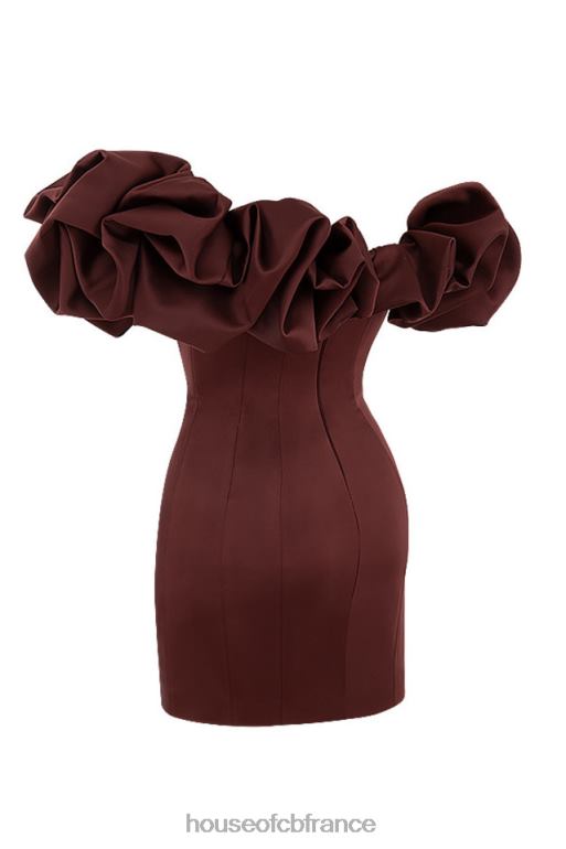 House of CB robe bustier à volants en satin raisin Selena N888H590 vêtements
