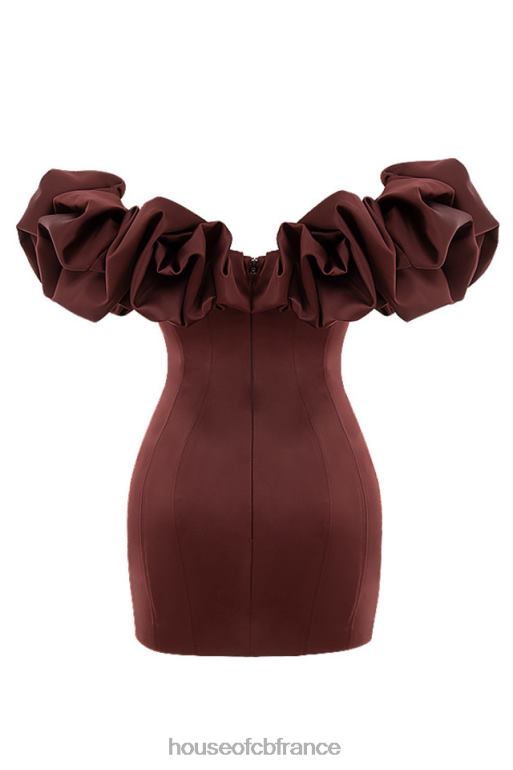 House of CB robe bustier à volants en satin raisin Selena N888H590 vêtements