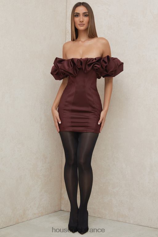House of CB robe bustier à volants en satin raisin Selena N888H590 vêtements