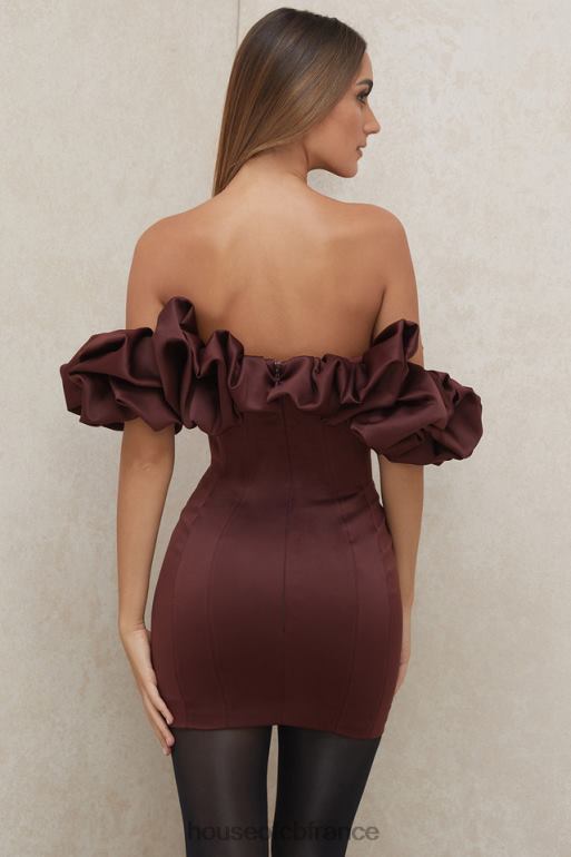 House of CB robe bustier à volants en satin raisin Selena N888H590 vêtements