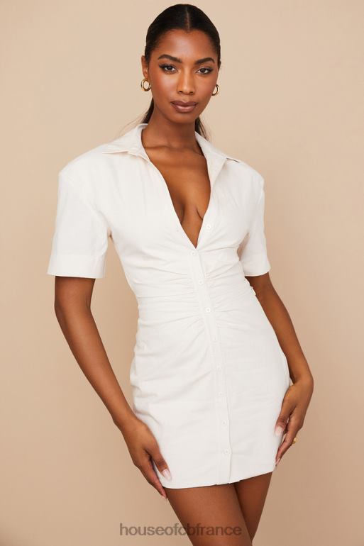 House of CB robe chemise beige dos ouvert Luisa N888H569 vêtements