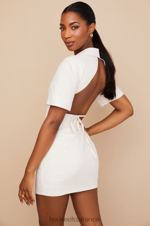 House of CB robe chemise beige dos ouvert Luisa N888H569 vêtements
