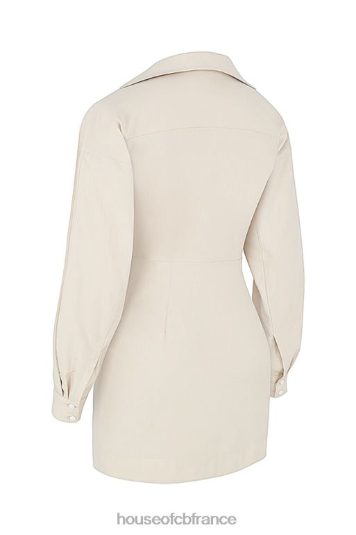House of CB robe chemise à découpes en lin beige julietta N888H548 vêtements