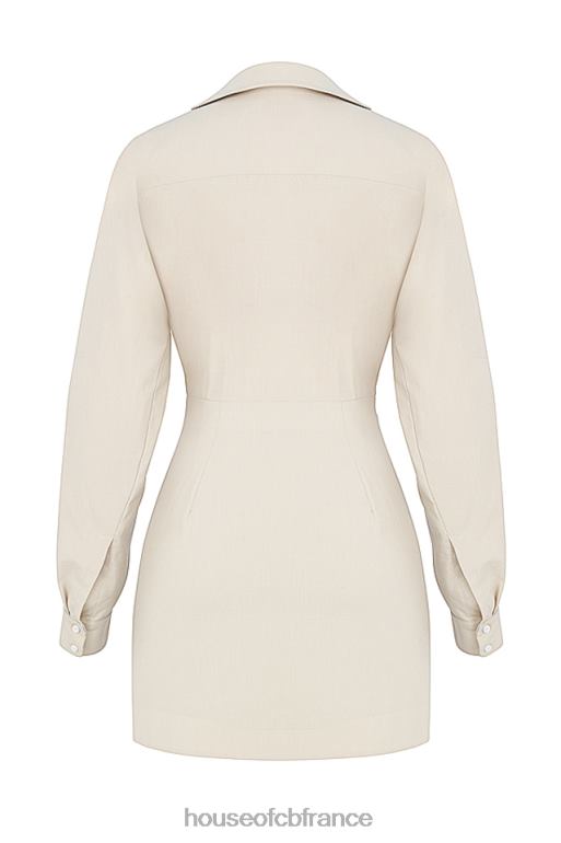 House of CB robe chemise à découpes en lin beige julietta N888H548 vêtements