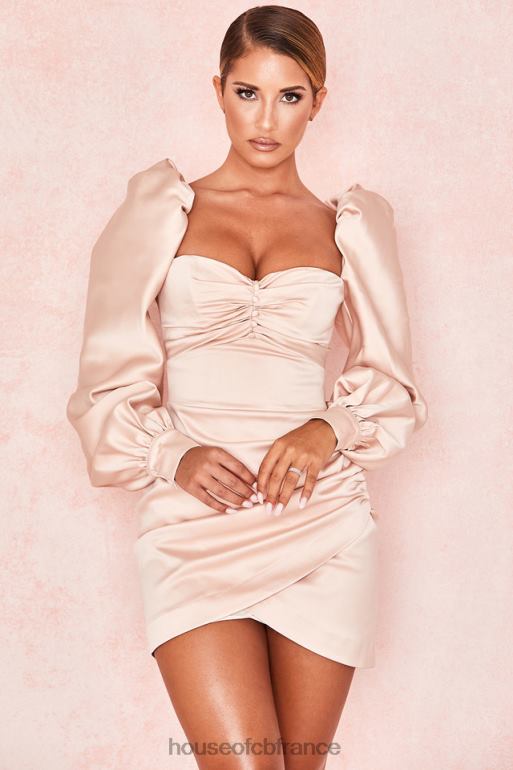 House of CB robe cherie blush en satin à manches bouffantes N888H634 vêtements