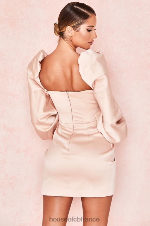 House of CB robe cherie blush en satin à manches bouffantes N888H634 vêtements