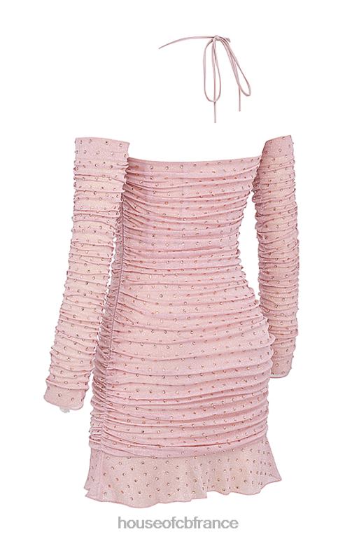 House of CB robe cristallisée rose tendre Estella N888H331 vêtements