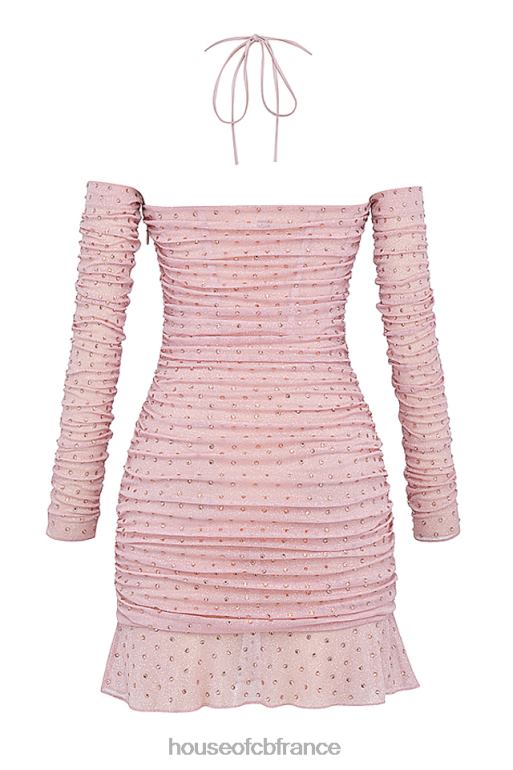 House of CB robe cristallisée rose tendre Estella N888H331 vêtements