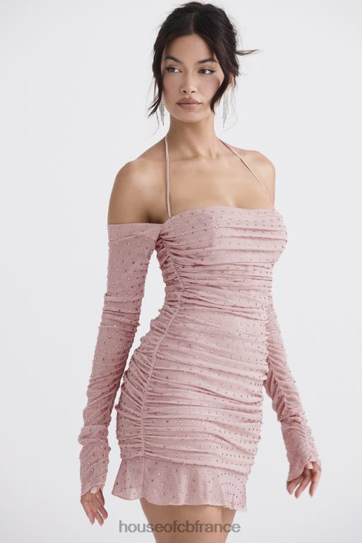 House of CB robe cristallisée rose tendre Estella N888H331 vêtements