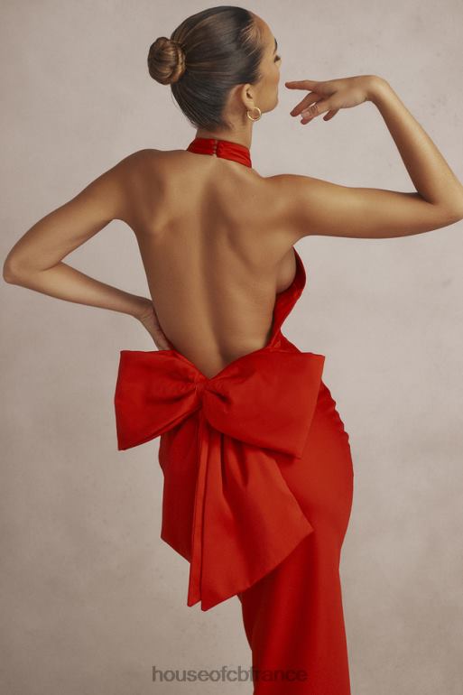 House of CB robe dos nu à nœud rouge ilaria N888H349 vêtements