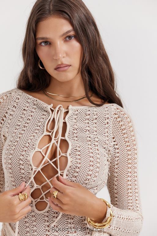 House of CB robe à lacets en tricot naturel Carmelita N888H175 vêtements