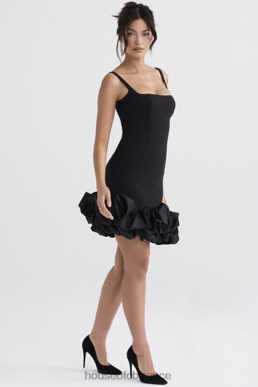 House of CB robe lilou noire à ourlet volanté N888H330 vêtements