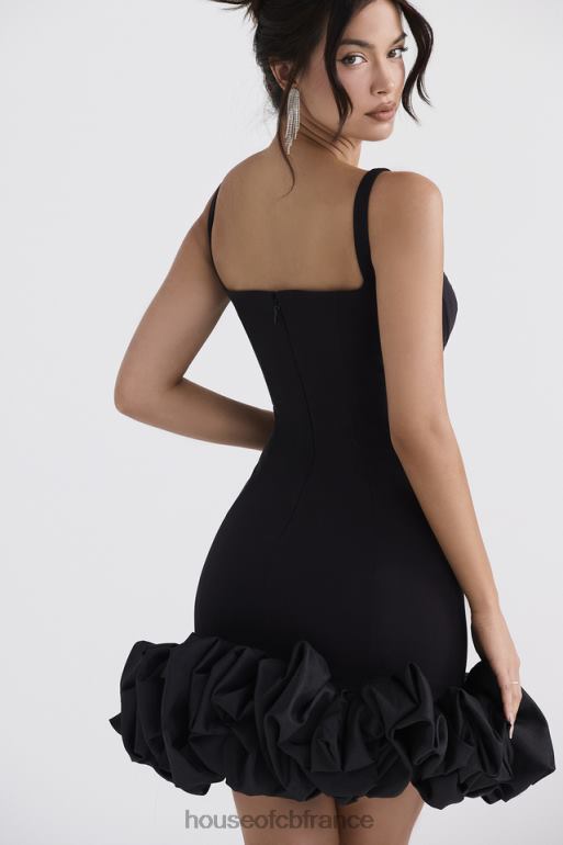 House of CB robe lilou noire à ourlet volanté N888H330 vêtements