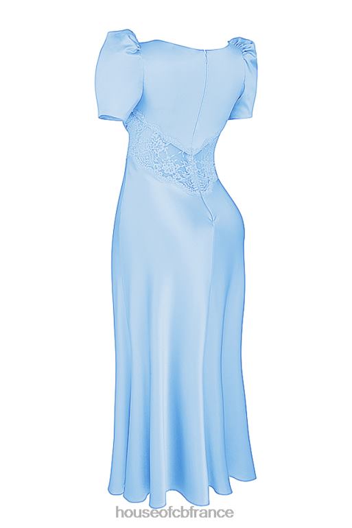 House of CB robe rafaela en pure soie et dentelle bleu doux N888H146 vêtements