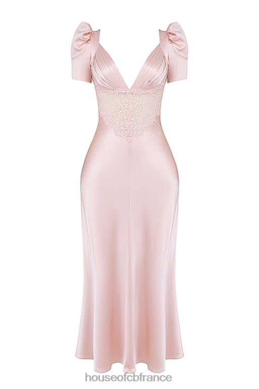House of CB robe rafaela en pure soie et dentelle pêche douce N888H168 vêtements