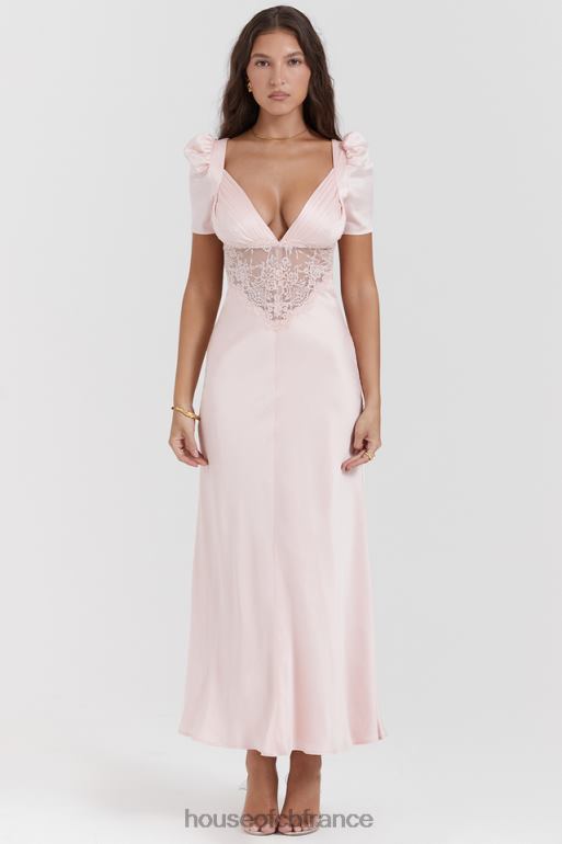 House of CB robe rafaela en pure soie et dentelle pêche douce N888H168 vêtements