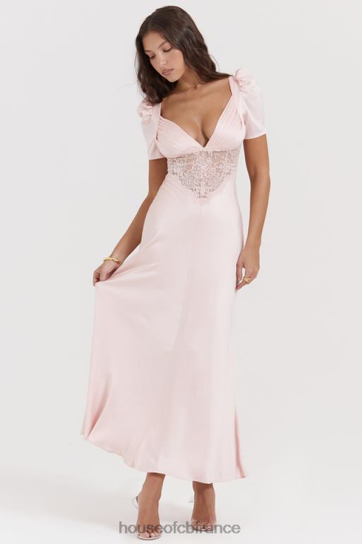 House of CB robe rafaela en pure soie et dentelle pêche douce N888H168 vêtements