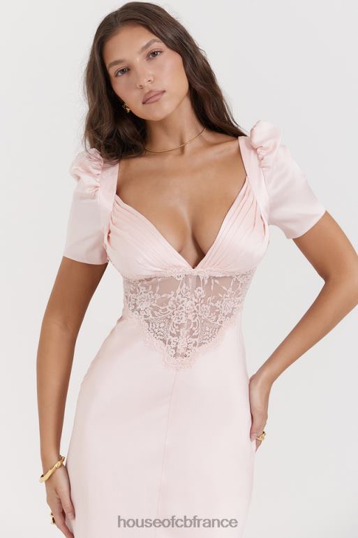 House of CB robe rafaela en pure soie et dentelle pêche douce N888H168 vêtements