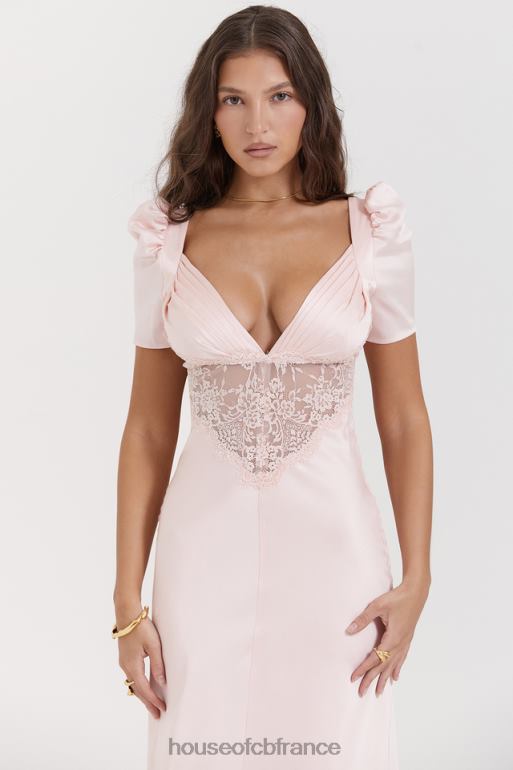 House of CB robe rafaela en pure soie et dentelle pêche douce N888H168 vêtements