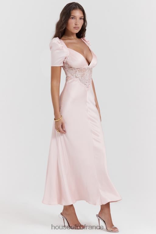 House of CB robe rafaela en pure soie et dentelle pêche douce N888H168 vêtements