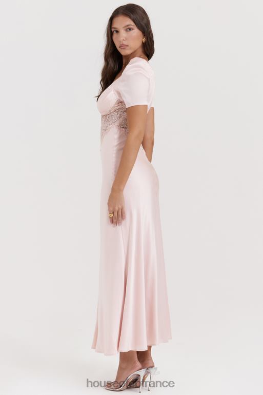 House of CB robe rafaela en pure soie et dentelle pêche douce N888H168 vêtements