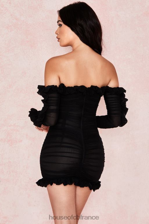 House of CB tatyana robe noire à volants et à lacets N888H633 vêtements