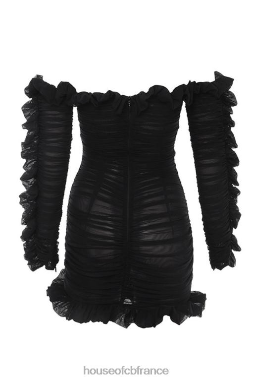 House of CB tatyana robe noire à volants et à lacets N888H633 vêtements