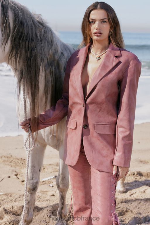 House of CB blazer oversize en cuir vegan rose chaud kiera N888H1031 vêtements
