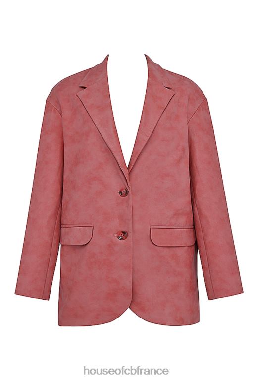 House of CB blazer oversize en cuir vegan rose chaud kiera N888H1031 vêtements