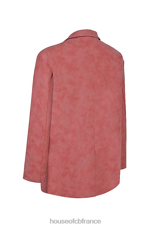 House of CB blazer oversize en cuir vegan rose chaud kiera N888H1031 vêtements