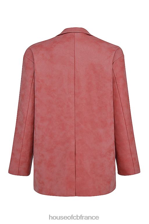 House of CB blazer oversize en cuir vegan rose chaud kiera N888H1031 vêtements