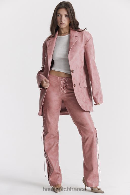 House of CB blazer oversize en cuir vegan rose chaud kiera N888H1031 vêtements
