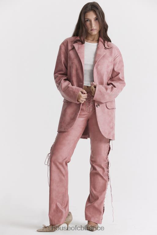 House of CB blazer oversize en cuir vegan rose chaud kiera N888H1031 vêtements