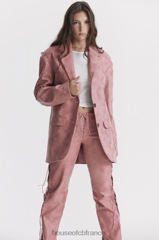 House of CB blazer oversize en cuir vegan rose chaud kiera N888H1031 vêtements