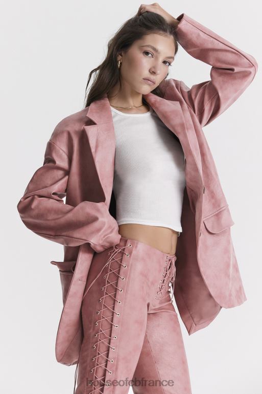 House of CB blazer oversize en cuir vegan rose chaud kiera N888H1031 vêtements