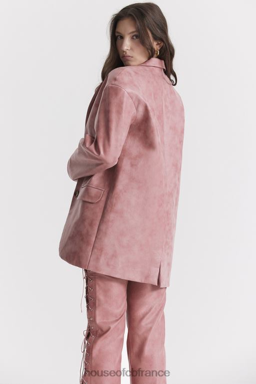House of CB blazer oversize en cuir vegan rose chaud kiera N888H1031 vêtements