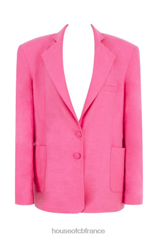 House of CB blazer oversize en lin mélangé rose domina N888H1051 vêtements