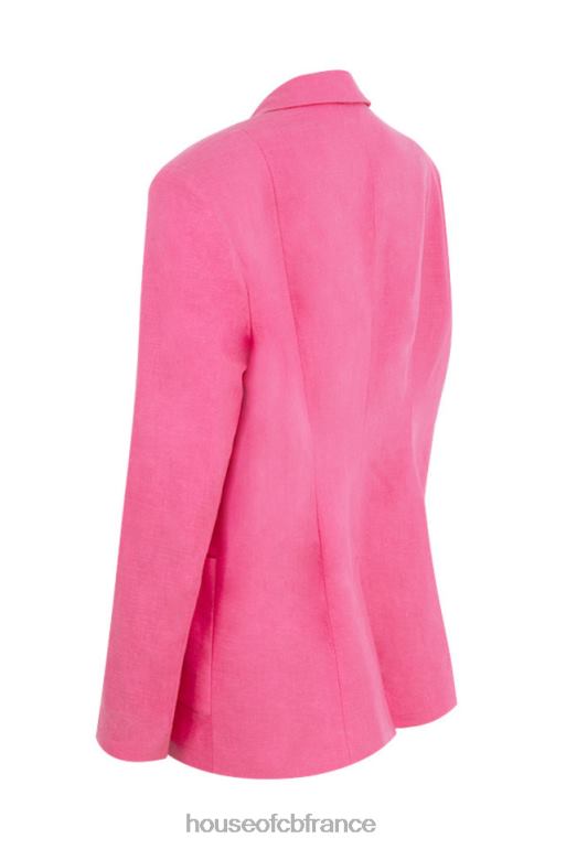 House of CB blazer oversize en lin mélangé rose domina N888H1051 vêtements