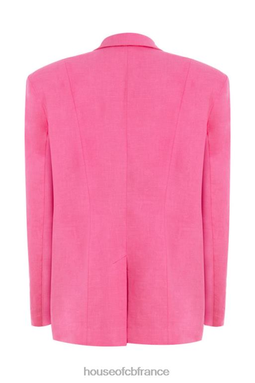 House of CB blazer oversize en lin mélangé rose domina N888H1051 vêtements