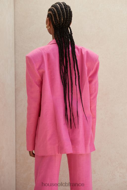 House of CB blazer oversize en lin mélangé rose domina N888H1051 vêtements