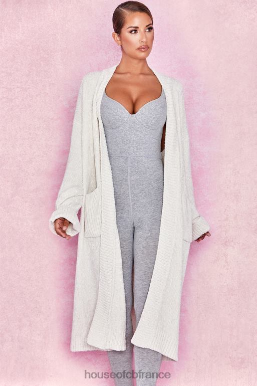 House of CB cardigan ample en chenille blanc cassé céline N888H1054 vêtements
