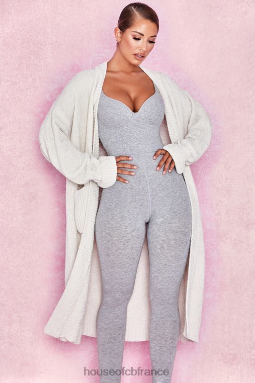 House of CB cardigan ample en chenille blanc cassé céline N888H1054 vêtements