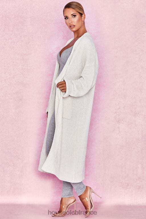 House of CB cardigan ample en chenille blanc cassé céline N888H1054 vêtements
