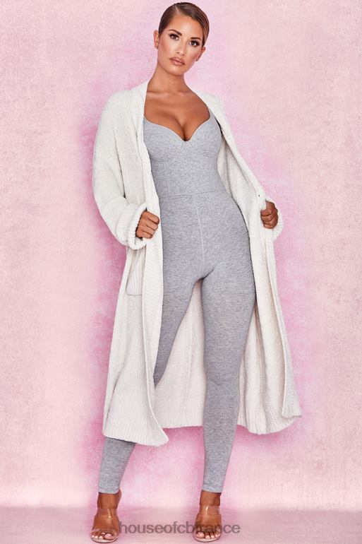 House of CB cardigan ample en chenille blanc cassé céline N888H1054 vêtements