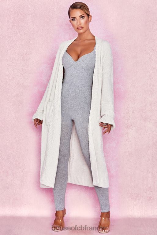 House of CB cardigan ample en chenille blanc cassé céline N888H1054 vêtements