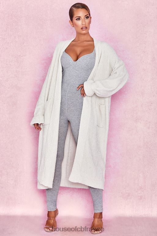 House of CB cardigan ample en chenille blanc cassé céline N888H1054 vêtements