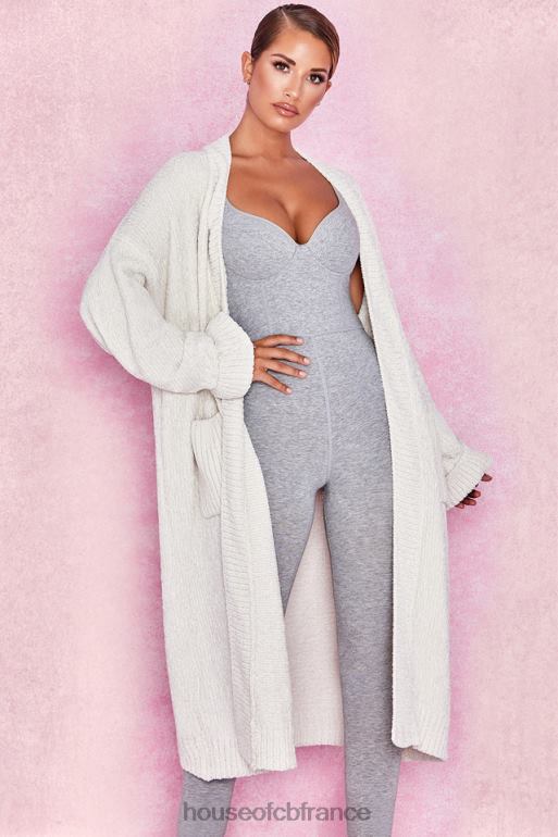 House of CB cardigan ample en chenille blanc cassé céline N888H1054 vêtements