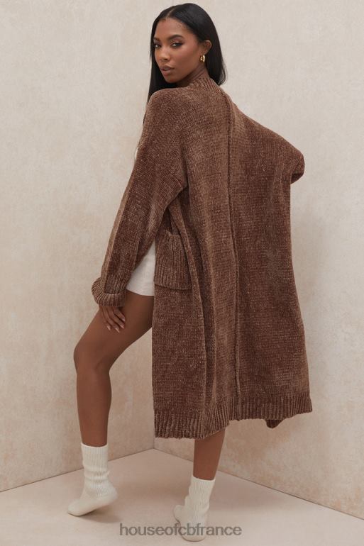 House of CB cardigan ample en chenille chocolat celine N888H1048 vêtements
