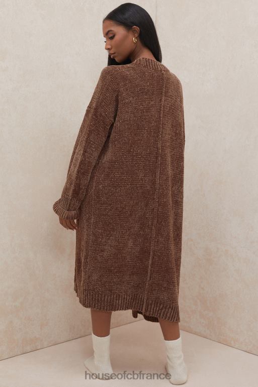 House of CB cardigan ample en chenille chocolat celine N888H1048 vêtements
