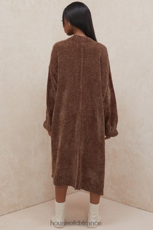 House of CB cardigan ample en chenille chocolat celine N888H1048 vêtements
